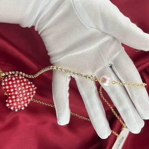 Betsey Johnson Elegant Gold Heart Necklace with Pearls - Picture 4 of 9